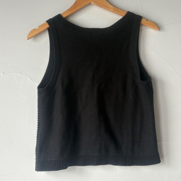 Banana Republic Womens Black Cotton Pointelle Knit Crew Neck Sweater Vest Size M - Picture 4 of 5